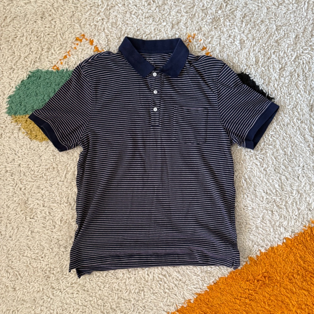 J. Crew Blue and Pink Striped Polo Shirt (large)